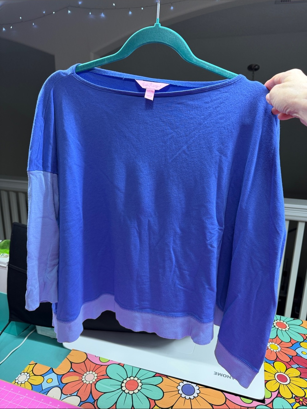 Lilly Pulitzer Girls' Two-Tone Blue Pullover Sweatshirt
